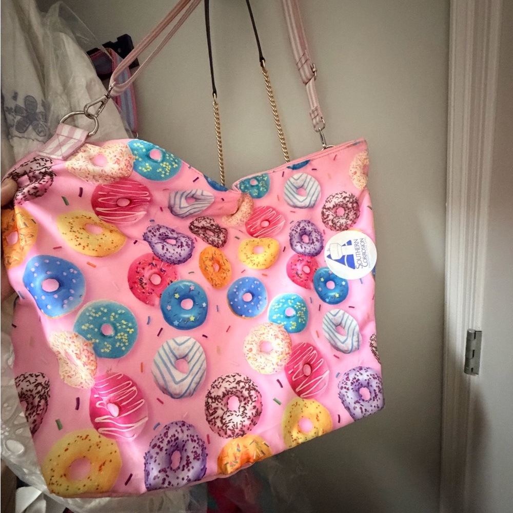 Colorful Donut Print Tote Bag